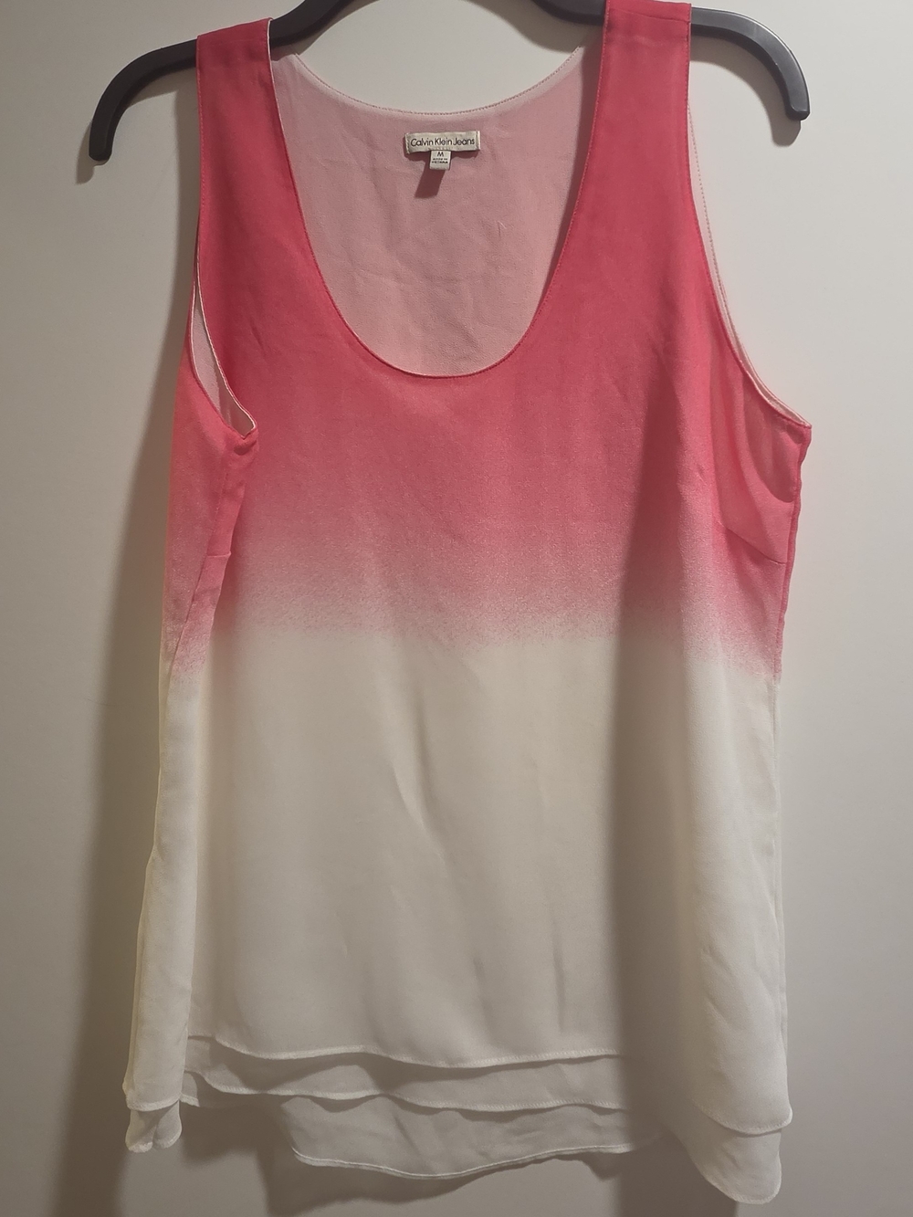 Calvin Klein Pink to White Ombre Layered Hem Sleeveless Camisole